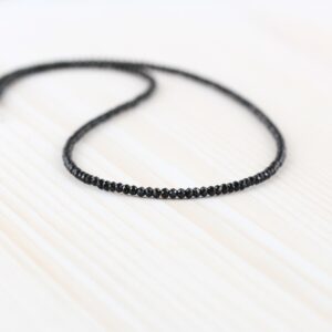 Black Spinel Delicate Beaded Necklace In Sterling Silver, Gold Or Rose Gold Filled, Dainty Gemstone Choker, Long Layering Necklace For Women Black Spinel Delicate Beaded Necklace In Sterling Silver, Gold Or Rose Gold Filled, Dainty Gemstone Choker, Long Layering Necklace For Women