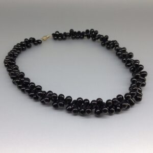 Necklace black Spinel drops unique gift for her genuine natural gemstone polished teardrops beads 22 year anniversary gift DDP US paid