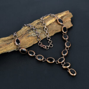 Black Spinel Necklace, Electroformed Copper Necklace, Wedding Jewelry, Anniversary Jewelry, Handmade Gifts For Birthday And Anniversary