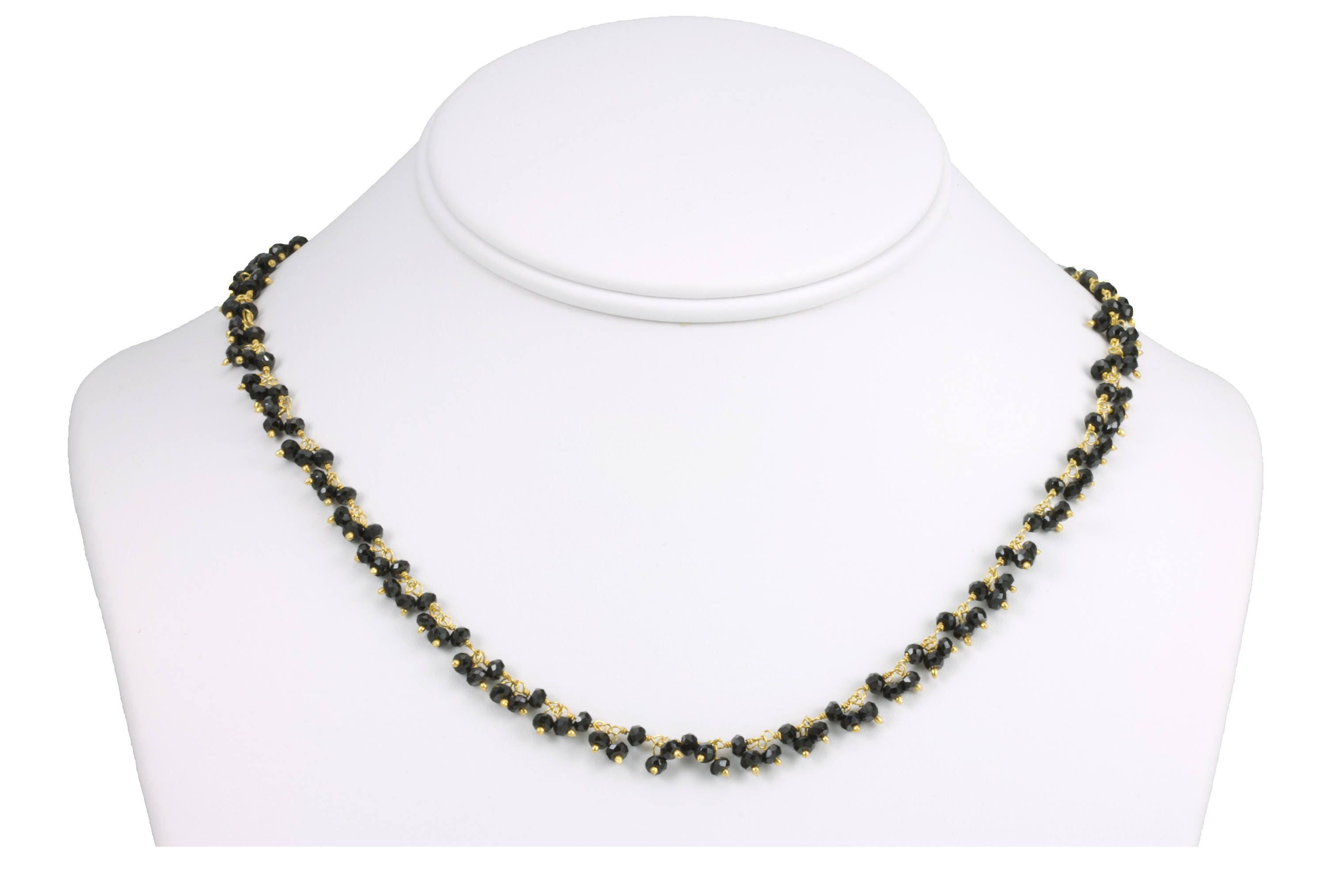 Black Spinel Necklace Faceted Spaced Link Cluster Beaded Sterling Silver Or 14k Gold Fill 18 19 Inches  Clusters Natural Classic Design