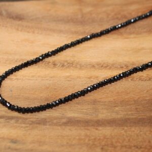 Black Spinel Necklace, Black Spinel Jewelry, Sterling Silver, Minimalist, Beaded, Layering Necklace