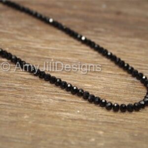 Black Spinel Necklace, Black Spinel Jewelry, Sterling Silver, Layering, Beaded, Layering Necklace, 4mm, Womens, Mens, Unisex