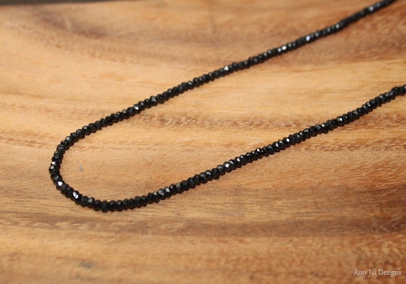 Black Spinel Necklace, Black Spinel Jewelry, Sterling Silver, Minimalist, Beaded, Layering Necklace Black Spinel Necklace, Black Spinel Jewelry, Sterling Silver, Minimalist, Beaded, Layering Necklace