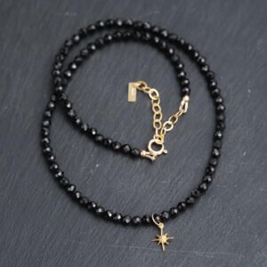 Black Spinel Necklace | north star black spinel | [ENBP1244] 3mm black spinel choker | black spinel necklace | black gemstone necklace *G