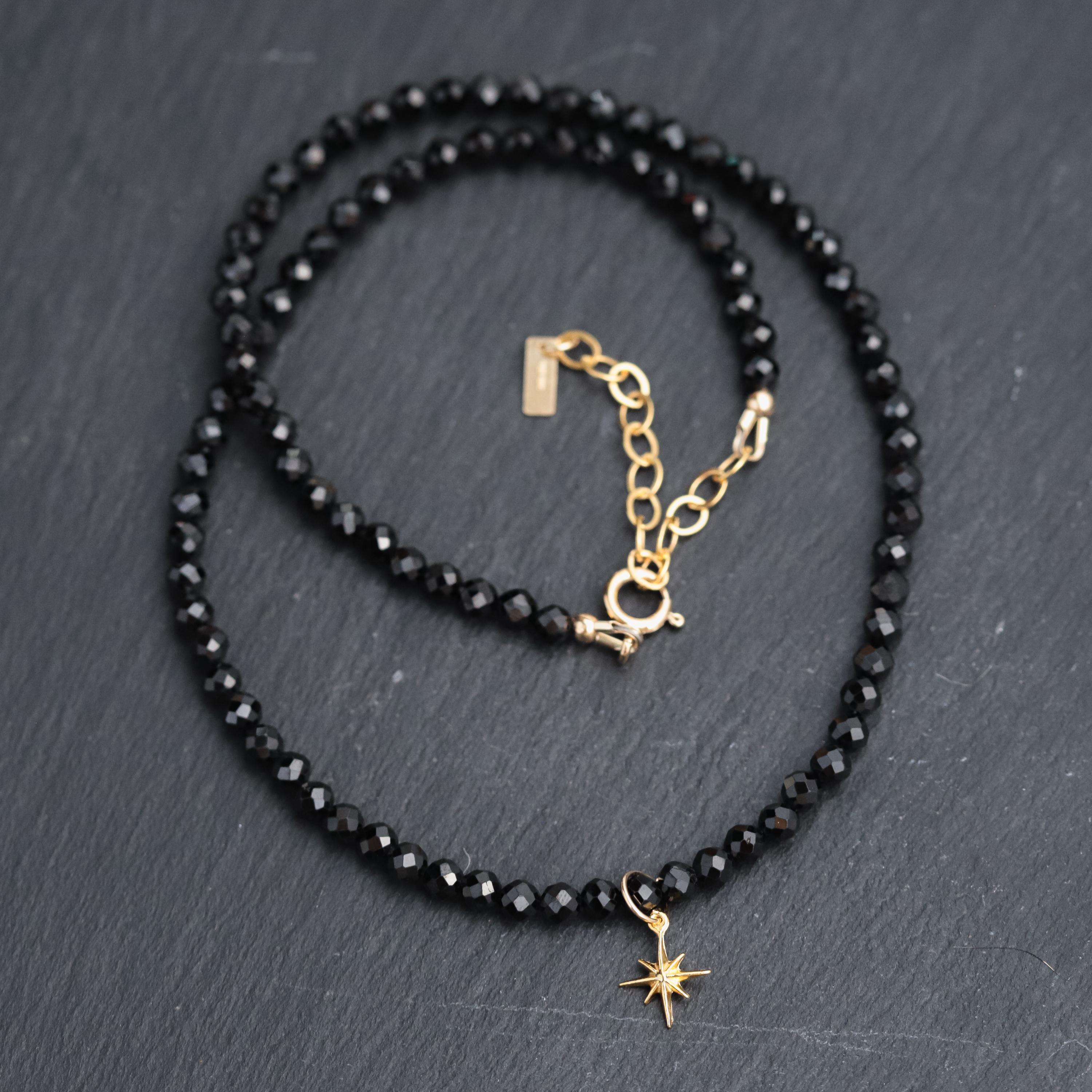 Black Spinel Necklace | North Star Black Spinel | [enbp1244] 3mm Black Spinel Choker | Black Spinel Necklace | Black Gemstone Necklace *g