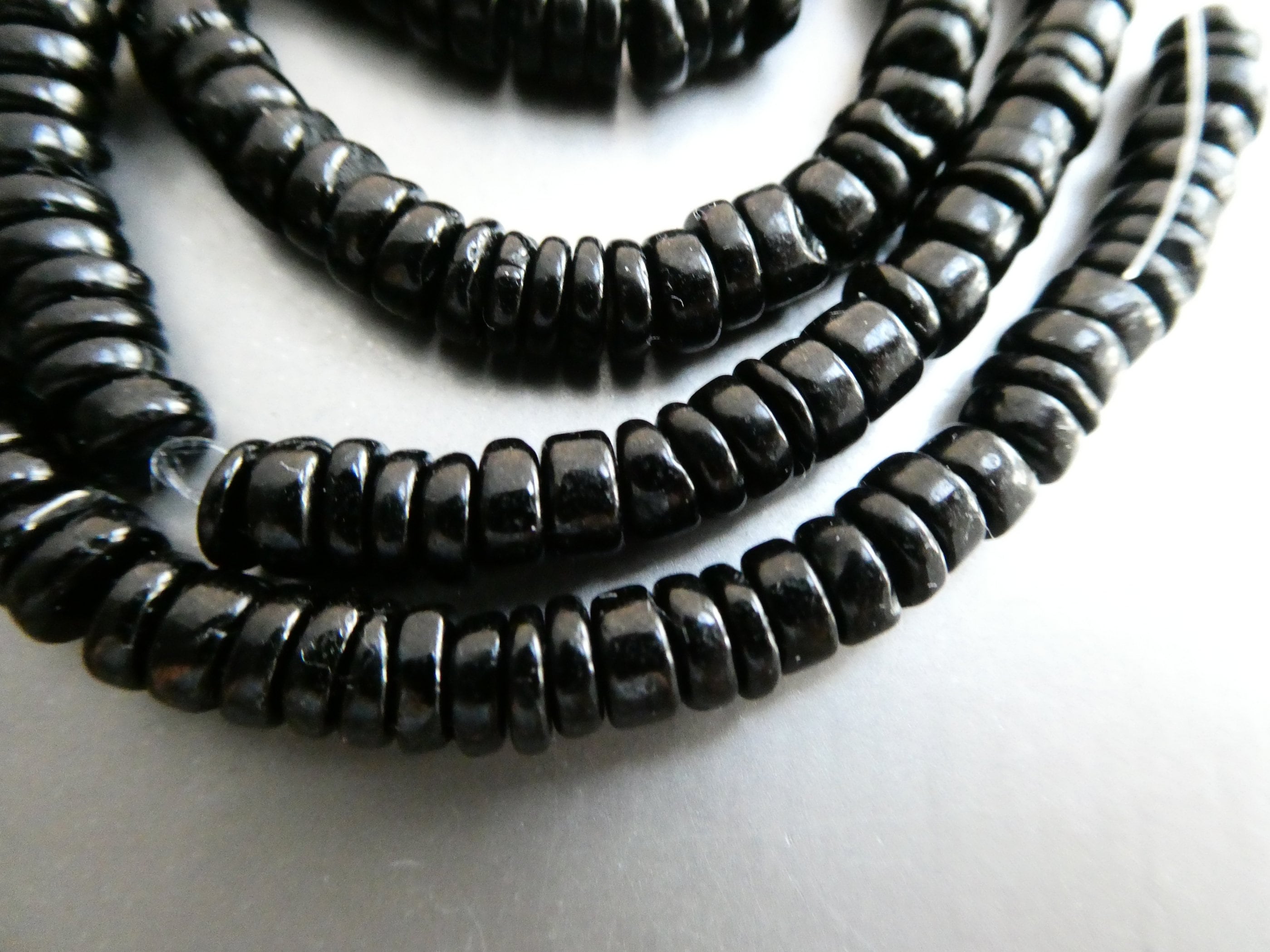 Black Spinel Rondelle 6-7mm Beads- 4in ,8in Strand Gemstone- Necklace Jewelry Making-natural Craft Beads