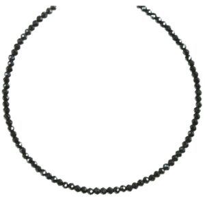 Black Spinel Necklace Sterling Silver Or 14k Gold Filled 3mm 18 19 Inch Faceted Aaa Solid Beaded Strand Natural Faceted Classic Simple