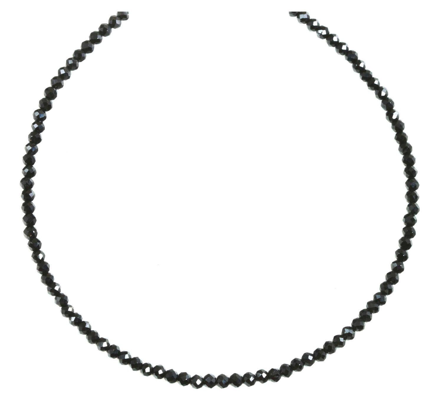 Black Spinel Necklace Sterling Silver Or 14k Gold Filled 3mm 18 19 Inch Faceted Aaa Solid Beaded Strand Natural Faceted Classic Simple