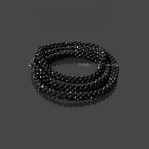 Hand Woven Black Spinel Beaded Necklace, Micro Faceted 3.5mm Beads