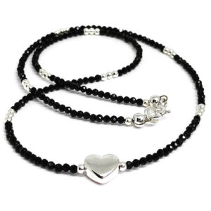 Heart black Spinel Necklace, Heart jewellery, Spinel jewellery, Mothers Day gift, gift for her, wife gift, Sterling Silver, gemstone jewelry