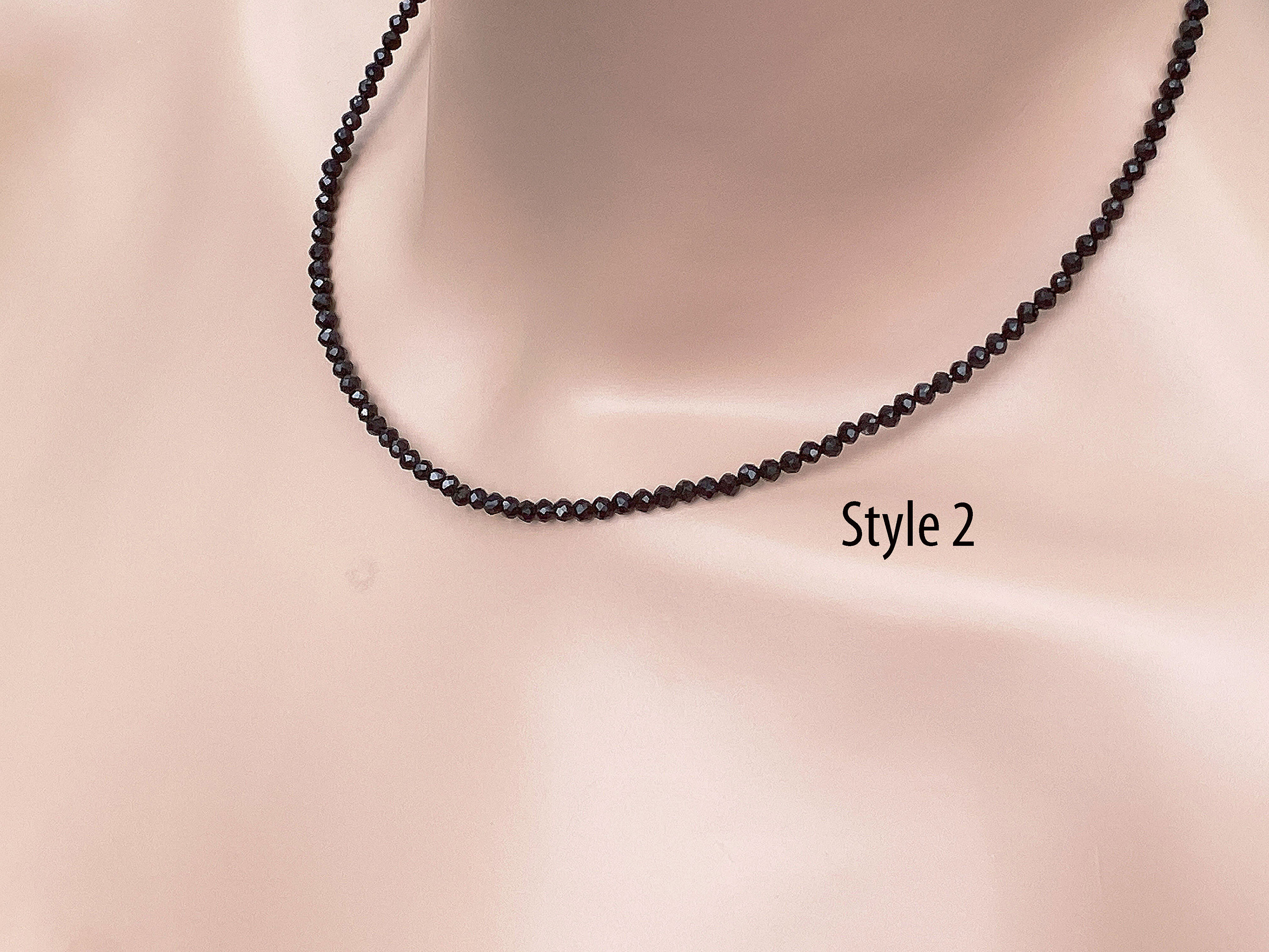 Jet Black Natural Spinel Necklace / Glossy Black 3 Mm Natural Jet Black Spinel / Sterling Silver / 14k Rose Or Yellow Gold Filled Jet Black Natural Spinel Necklace / Glossy Black 3 Mm Natural Jet Black Spinel / Sterling Silver / 14k Rose Or Yellow Gold Filled
