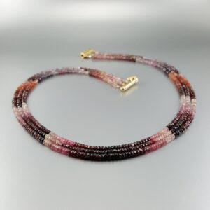 Layered Red Spinel Necklace, Natural Gemstone, Unique Gift for Her, Multi-Color Love Stone, Elegant Design, 22 Year Anniversary DDP US paid