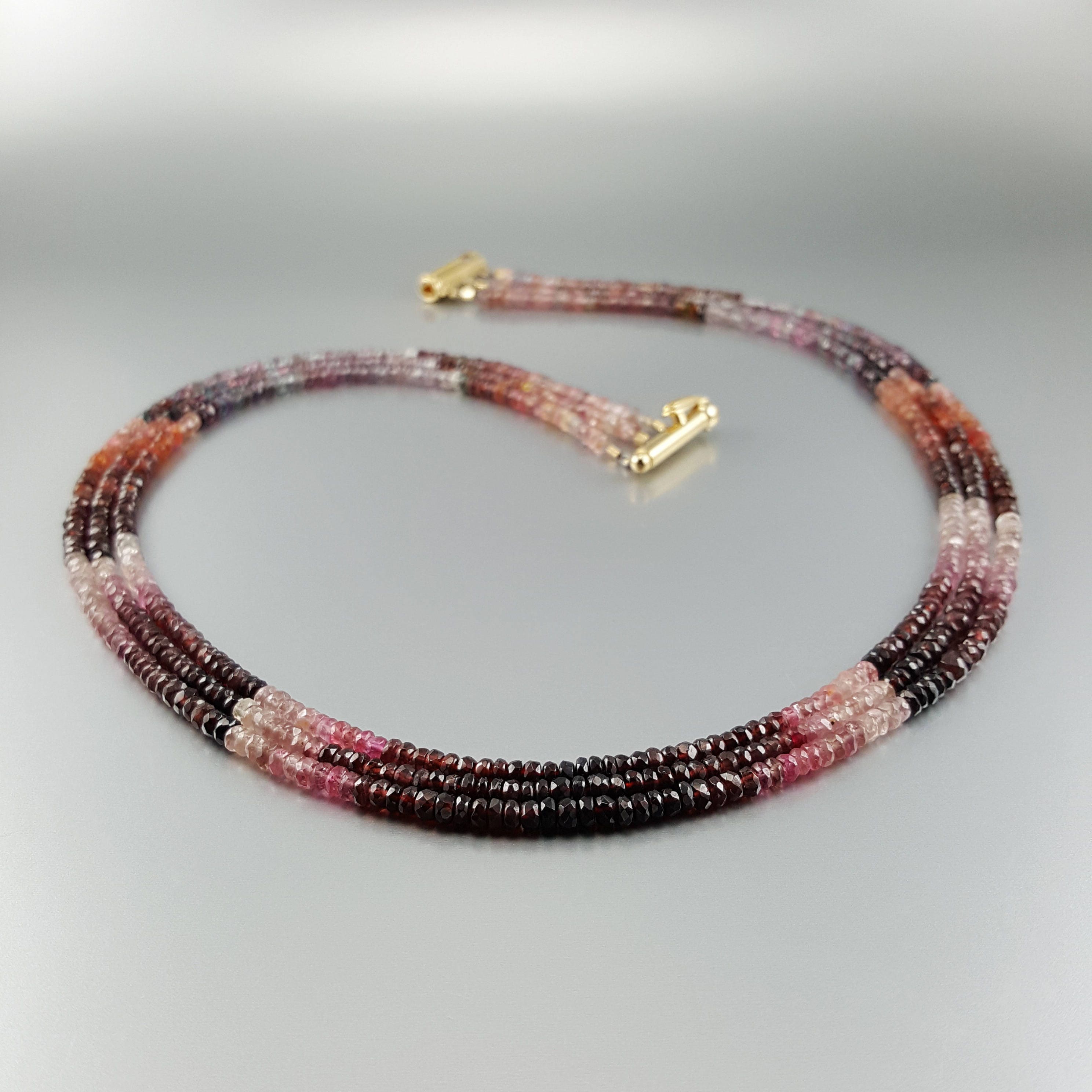 Layered Red Spinel Necklace, Natural Gemstone, Unique Gift For Her, Multi-color Love Stone, Elegant Design, 22 Year Anniversary Ddp Us Paid Layered Red Spinel Necklace, Natural Gemstone, Unique Gift For Her, Multi-color Love Stone, Elegant Design, 22 Year Anniversary Ddp Us Paid