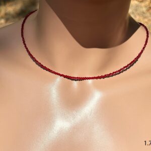 Micro-mini Ruby Red Natural Spinel Necklace/ July / Very Clear 1.75mm Dark Ruby Red Spinel/ Sterling Silver/ Rose Or Yellow Gold Filled