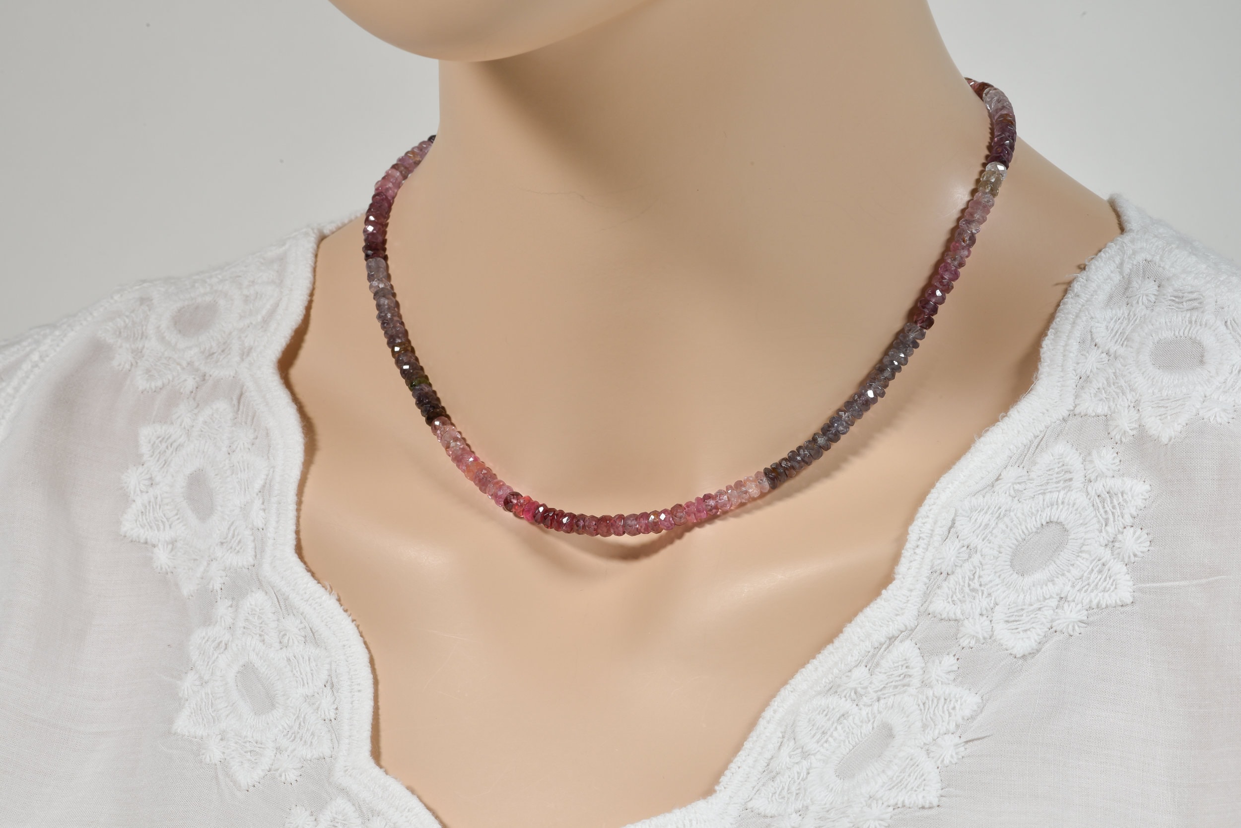 Multi Spinel Necklace, Natural Spinel Chocker, Handmade Gemstone Jewelry
