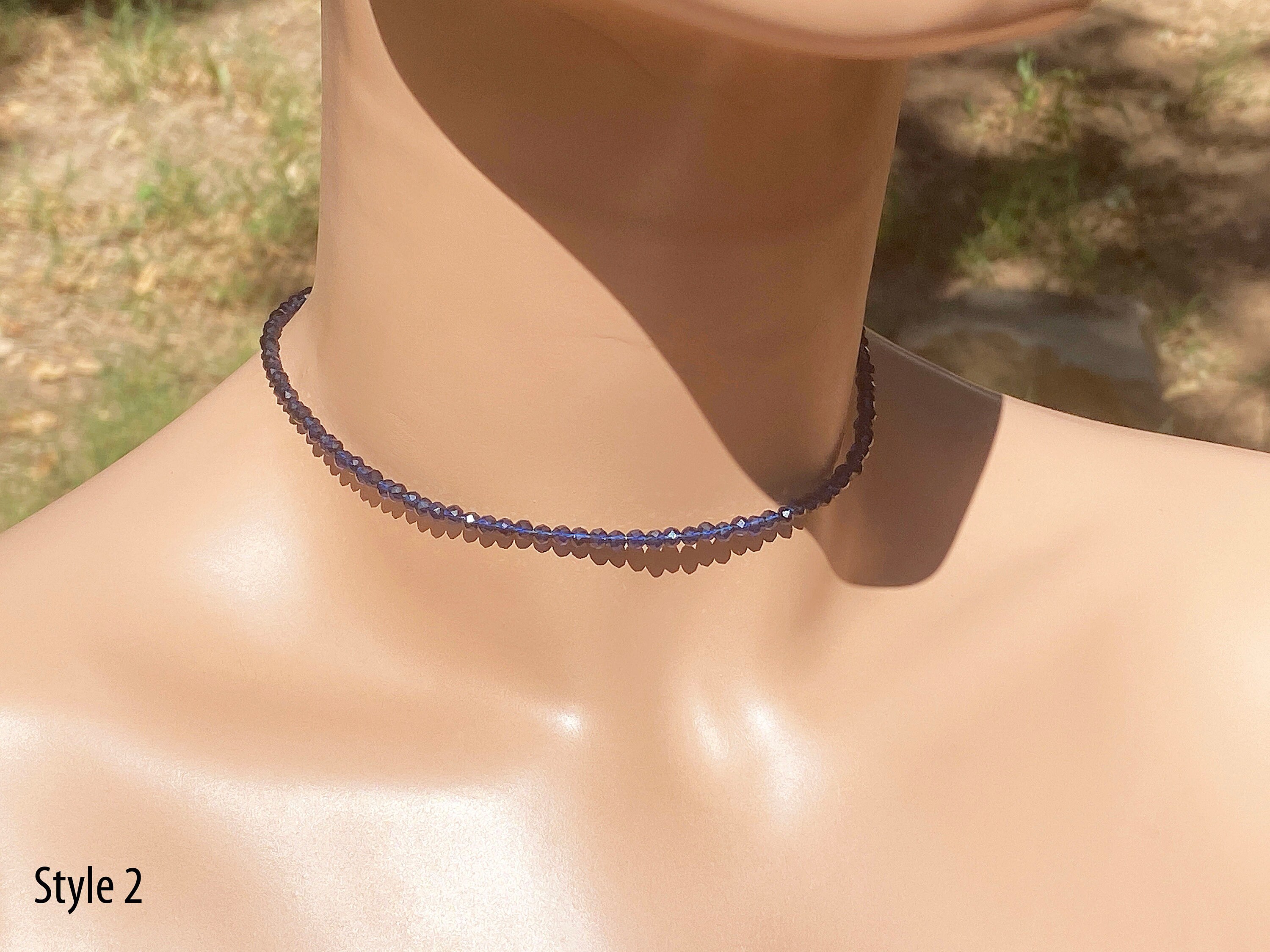 Natural Dark Blue Spinel Necklace/ Near Black / September Birthstone/ 3 Mm Sapphire Blue Spinel/ Sterling Silver/ Rose Or Yellow Gold Filled Natural Dark Blue Spinel Necklace/ Near Black / September Birthstone/ 3 Mm Sapphire Blue Spinel/ Sterling Silver/ Rose Or Yellow Gold Filled