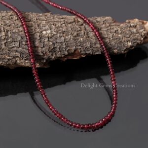 Natural Red Spinel Necklace – 2.75-4mm Smooth Rondelle Beads – Dainty Spinel Jewelry – Red Gemstone Necklace – Gift for Her