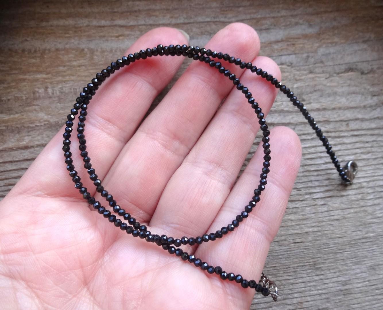 Protection Necklace, Black Spinel Choker, Black Crystal Bead Choker Necklace, Men Women's Gift, Everyday Jewelry, Black Spinel Jewelry Gift