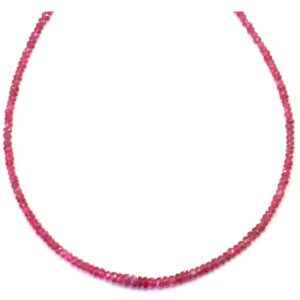 Red Spinel Necklace Faceted Solid Strand Link Beaded 14k Gold Filled 18 Inches Natural Stone Everyday Wear Pink Gemstones