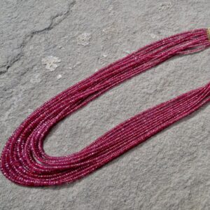Red Spinel Multi Strand Necklace: 14k Gold Gemstone Waterfall