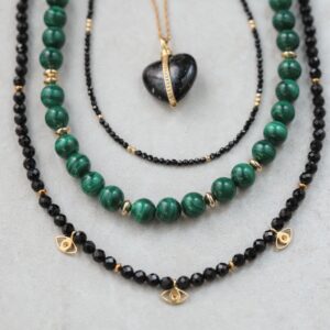 STACK OF 4 | Black Spinel Necklace | 2mm black spinel choker | [ENBP1245] gold filled black necklace | black spinel 2mm | black gemstone