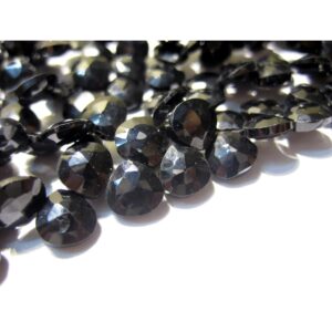 6.5mm Black Spinel Faceted Heart Gemstone, Black Spinel Heart Briolettes For Jewelry, Black Spinel Gemstones (4in To 8in Options) 6.5mm Black Spinel Faceted Heart Gemstone, Black Spinel Heart Briolettes For Jewelry, Black Spinel Gemstones (4in To 8in Options)