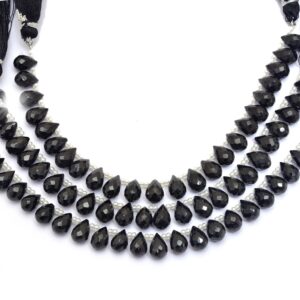 AAA Black Spinel Faceted Teardrop Briolette Beads | 6x9mm Drops 6inch Strand | Natural Black Spinel Semi Precious Gemstone Teardrop Beads | AAA Black Spinel Faceted Teardrop Briolette Beads | 6x9mm Drops 6inch Strand | Natural Black Spinel Semi Precious Gemstone Teardrop Beads |