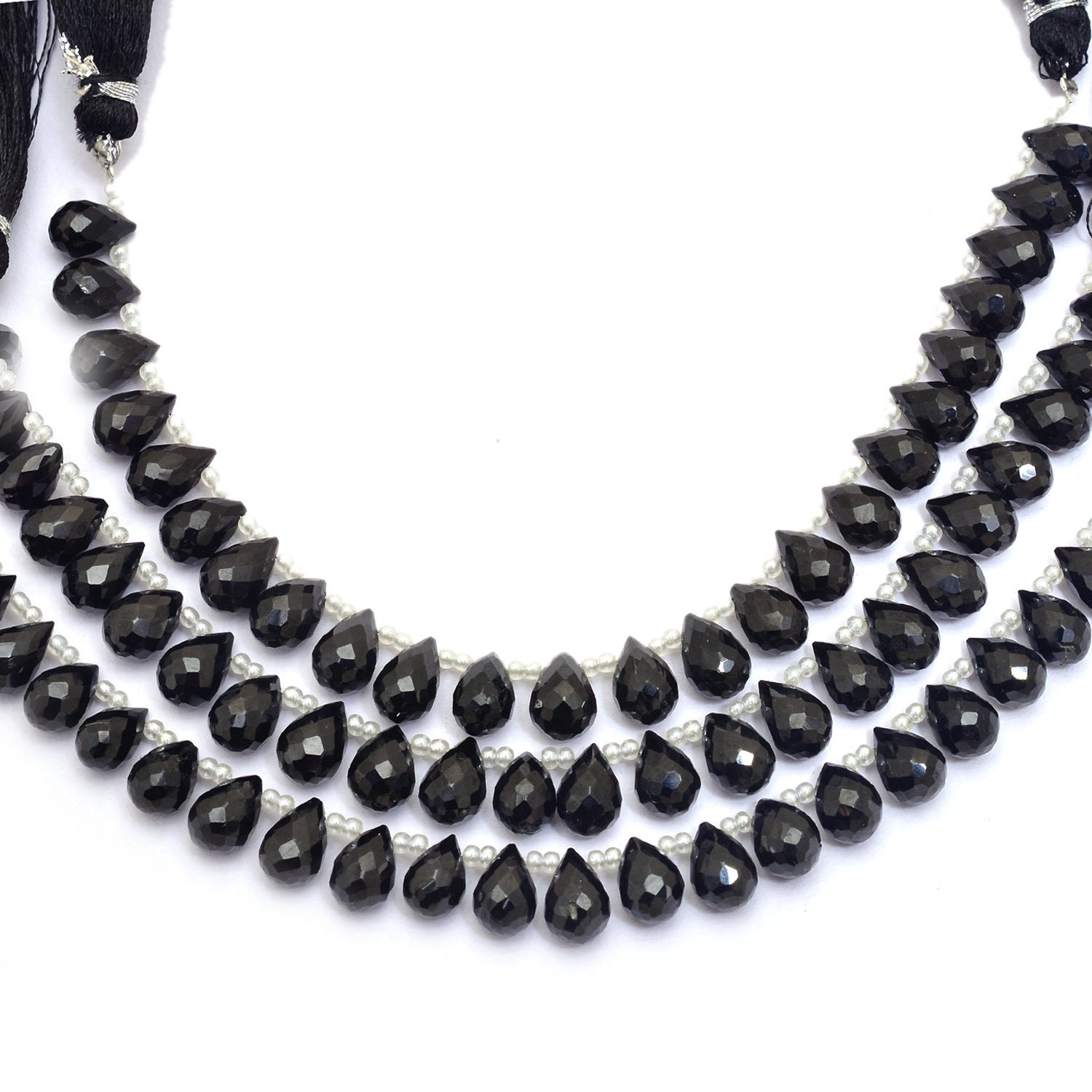 Aaa Black Spinel Faceted Teardrop Briolette Beads | 6x9mm Drops 6inch Strand | Natural Black Spinel Semi Precious Gemstone Teardrop Beads |