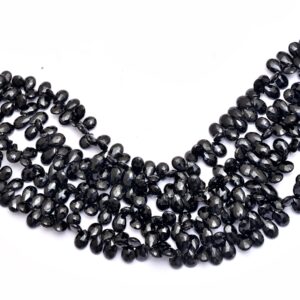 AAA+ Black Spinel Gemstone Faceted Pear Briolette | 6x9mm Beads 8" Strand | Natural Black Spinel Semi Precious Gemstone Beads for Jewelry AAA+ Black Spinel Gemstone Faceted Pear Briolette | 6x9mm Beads 8" Strand | Natural Black Spinel Semi Precious Gemstone Beads for Jewelry