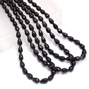 AAA+ Black Spinel 8mm-10mm Teardrop Briolette Straight Drill Beads | 16" Strand | Natural Spinel Semi Precious Gemstone Faceted Loose Drops AAA+ Black Spinel 8mm-10mm Teardrop Briolette Straight Drill Beads | 16" Strand | Natural Spinel Semi Precious Gemstone Faceted Loose Drops