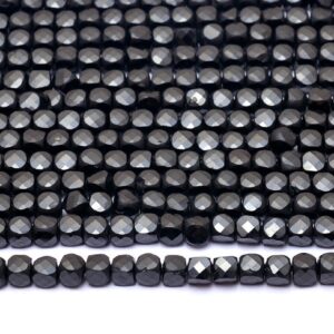 AAA+ Black Spinel Gemstone 4mm Cube Faceted Beads | 13inch Strand | Natural Black Spinel Semi Precious Gemstone Loose 3D Box Briolette Beads AAA+ Black Spinel Gemstone 4mm Cube Faceted Beads | 13inch Strand | Natural Black Spinel Semi Precious Gemstone Loose 3D Box Briolette Beads