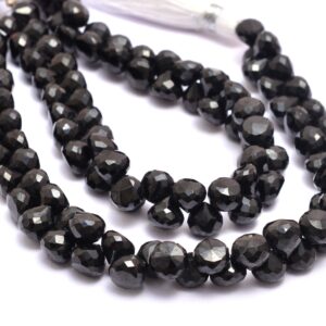 AAA+ Black Spinel 6mm-7mm Faceted Onion Briolette | Natural Black Spinel Semi Precious Gemstone Loose Briolette Faceted Beads | 7inch Strand AAA+ Black Spinel 6mm-7mm Faceted Onion Briolette | Natural Black Spinel Semi Precious Gemstone Loose Briolette Faceted Beads | 7inch Strand