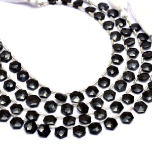 AAA+ Black Spinel 8mm Faceted Hexagon Briolette Beads | Natural Black Spinel Semi Precious Gemstone Loose Fancy Faceted Beads | 8inch Strand AAA+ Black Spinel 8mm Faceted Hexagon Briolette Beads | Natural Black Spinel Semi Precious Gemstone Loose Fancy Faceted Beads | 8inch Strand