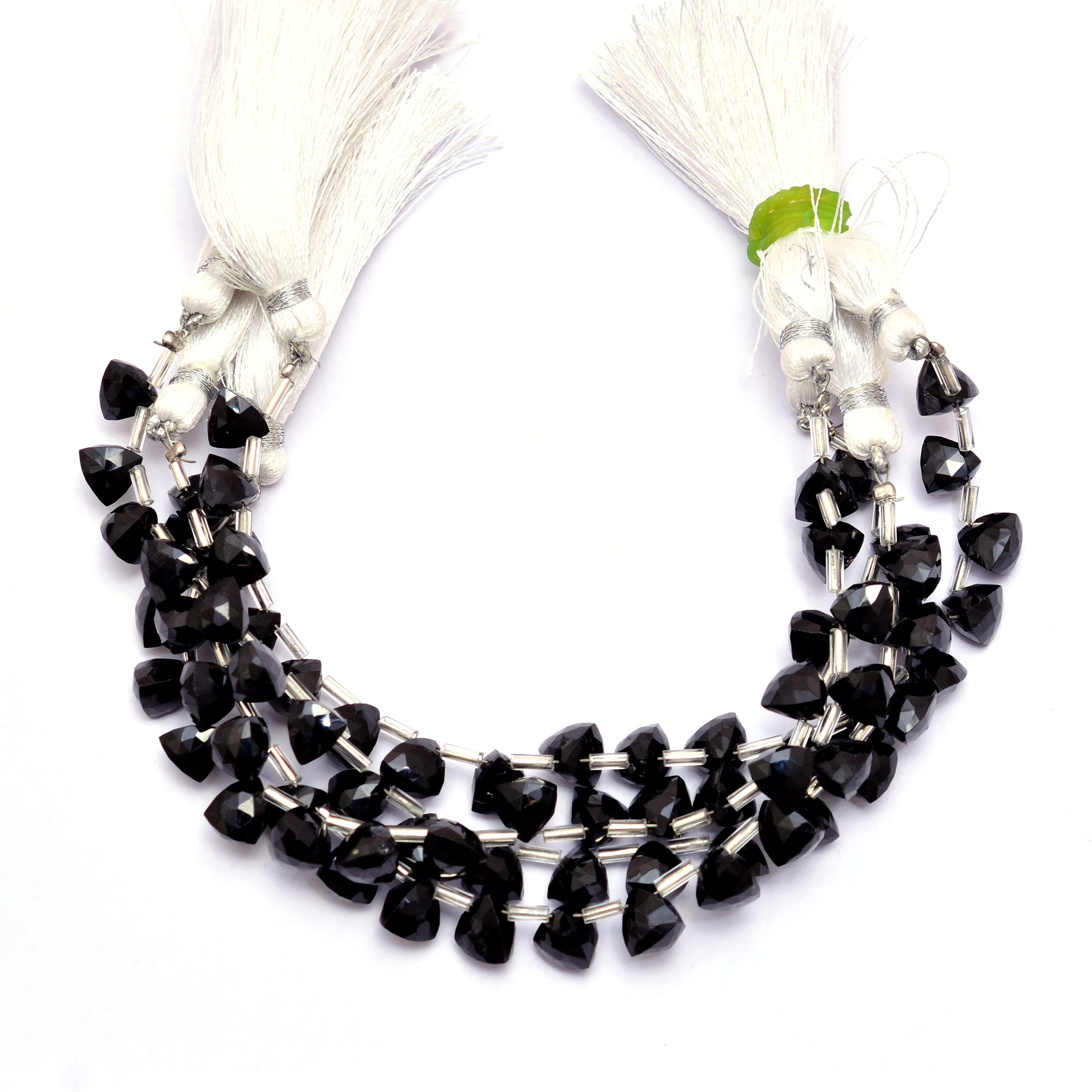 Aaa+ Black Spinel 7mm-8mm Faceted Trillion Briolette Beads | Natural Black Spinel Semi Precious Gemstone 3d Triangle Loose Beads | 6" Strand