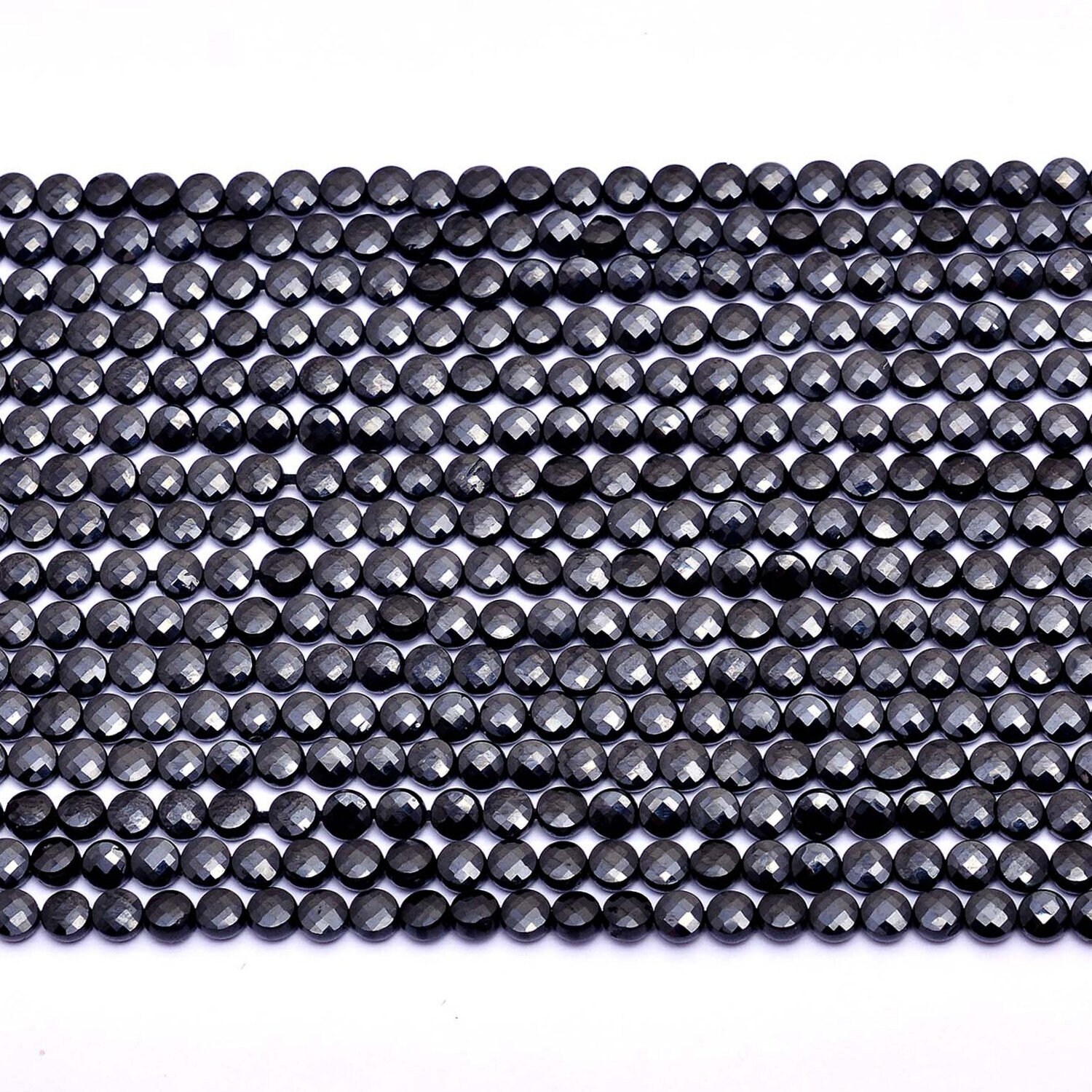 Aaa+ Black Spinel Gemstone 4mm Briolette Coin Faceted Beads | 13inch Strand | Natural Black Spinel Semi Precious Gemstone Loose Fancy Beads