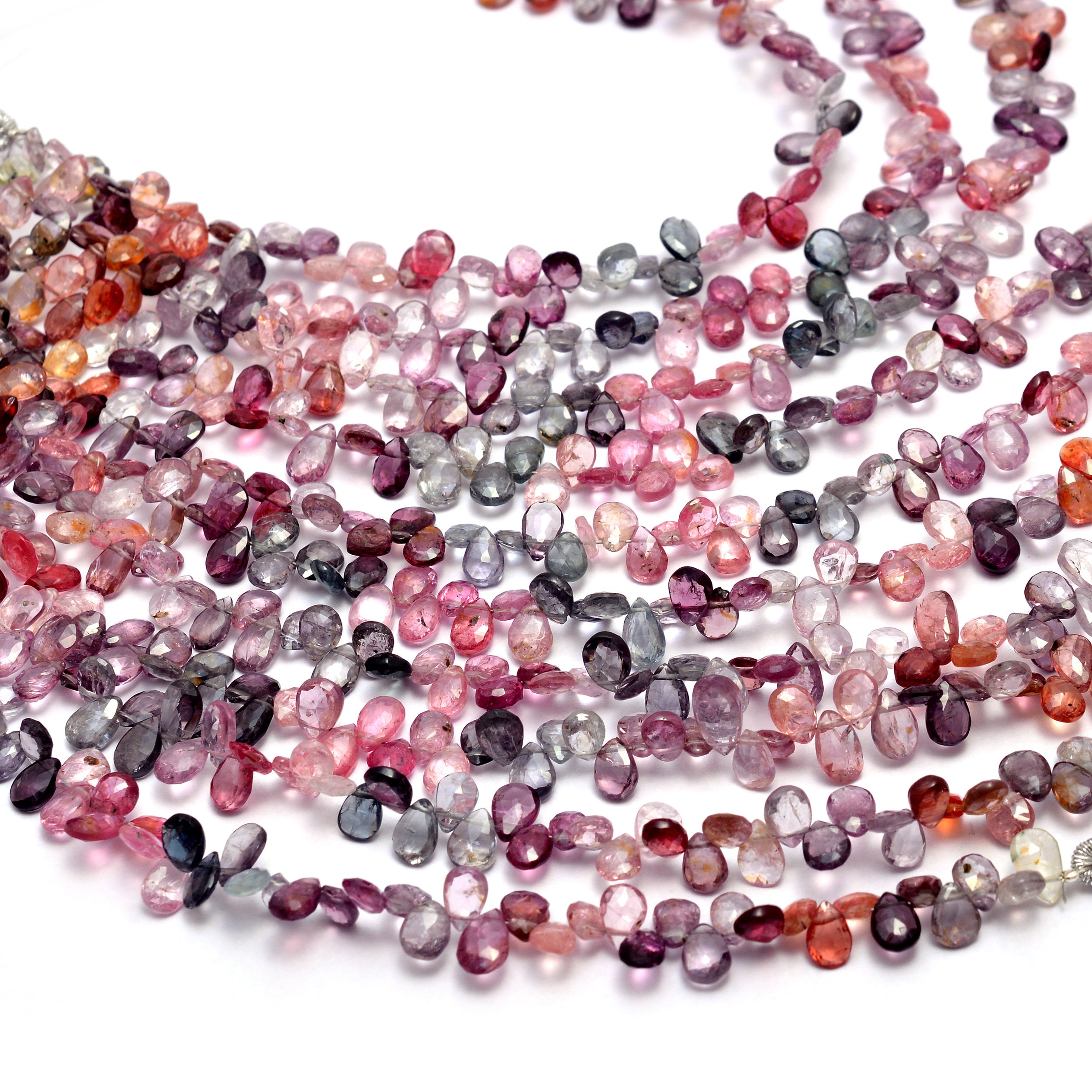 Aaa+ Multi Spinel Gemstone 7x5mm Pear Briolette Faceted Beads | 8inch Strand | Natural Multi Spinel Semi Precious Gemstone Beads For Jewelry