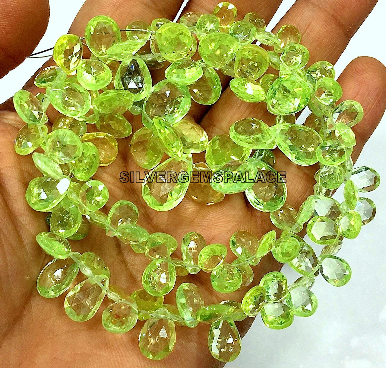 Aaaa+ Green Spinel Faceted Peardrop Beads Faceted Pear Briolettes Green Spinel Gemstone Beads Sparkling Almond Beads Jewelry Making Beads.
