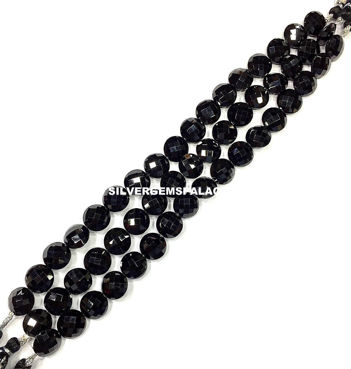 Aaaa+ Natural Black Spinel Coin Beads Faceted Coin Beads Black Spinel Gemstone Beads Black Spinel Briolettes Jewelry Making Beads 1 Strand.