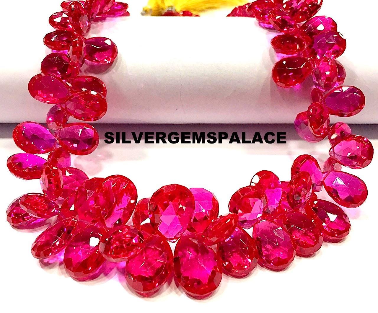 Aaaa+ Pink Spinel Faceted Peardrop Beads Drops Briolettes Pink Spinel Gemstone Beads Pink Spinel Almond Beads Jewelry Making Beads 8” String