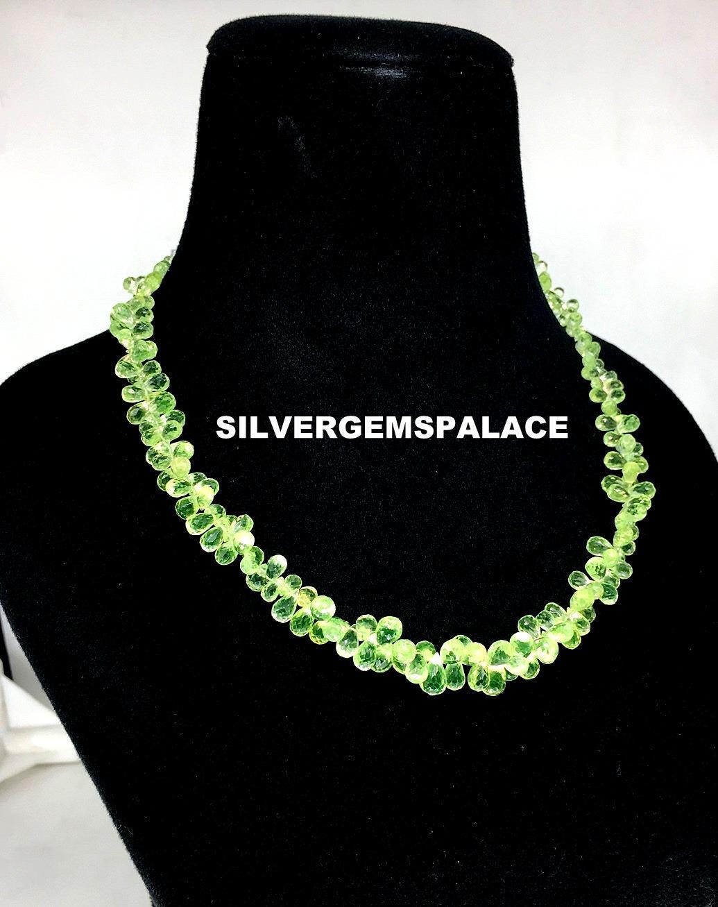 Aaaa+ Rarest~green Spinel Faceted Teardrop Beads Small Drops Beads Faceted Briolettes Green Spinel Gemstone Jewelry Beads 17” Necklace.