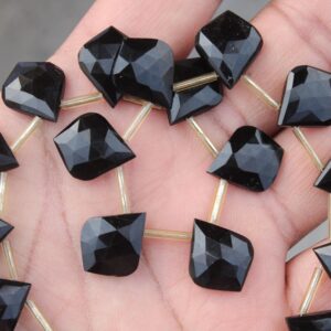 Black Spinel Gemstone Faceted Briolette Beads | 10-piece Leaf-shaped I Size—15x18 Mm | Jewelry Setting (c542) Black Spinel Gemstone Faceted Briolette Beads | 10-piece Leaf-shaped I Size—15x18 Mm | Jewelry Setting (c542)
