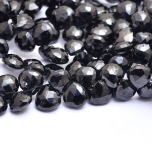 Black Spinel Gemstone 8mm Faceted Heart Briolette Beads | 6inch Strand | Natural AAA+ Black Spinel Semi Precious Gemstone Beads for Jewelry Black Spinel Gemstone 8mm Faceted Heart Briolette Beads | 6inch Strand | Natural AAA+ Black Spinel Semi Precious Gemstone Beads for Jewelry