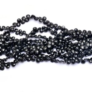 Black Spinel Gemstone Faceted Heart Briolette | 6mm, 7mm Beads 8inch Strand | Natural Black Spinel Semiprecious Gemstone Beads | AAA Quality Black Spinel Gemstone Faceted Heart Briolette | 6mm, 7mm Beads 8inch Strand | Natural Black Spinel Semiprecious Gemstone Beads | AAA Quality