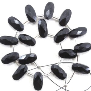 Black Spinel Gemstone Beads: 17 Faceted Oval Briolette Beads (6x12 Mm) Black Spinel Gemstone Beads: 17 Faceted Oval Briolette Beads (6x12 Mm)