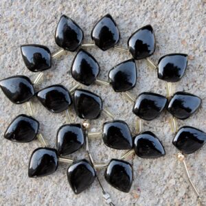 Black Spinal Gemstone Smooth Briolette Beads | 10 Pieces Leaf-shaped I Size—11x15 Mm App. I Jewelry Setting [b093]