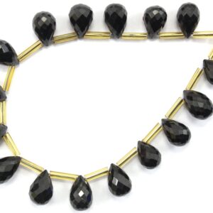 Faceted Black Spinel Teardrop Beads: 16-piece Gemstone Strand (7x10-7x12 Mm) Faceted Black Spinel Teardrop Beads: 16-piece Gemstone Strand (7x10-7x12 Mm)
