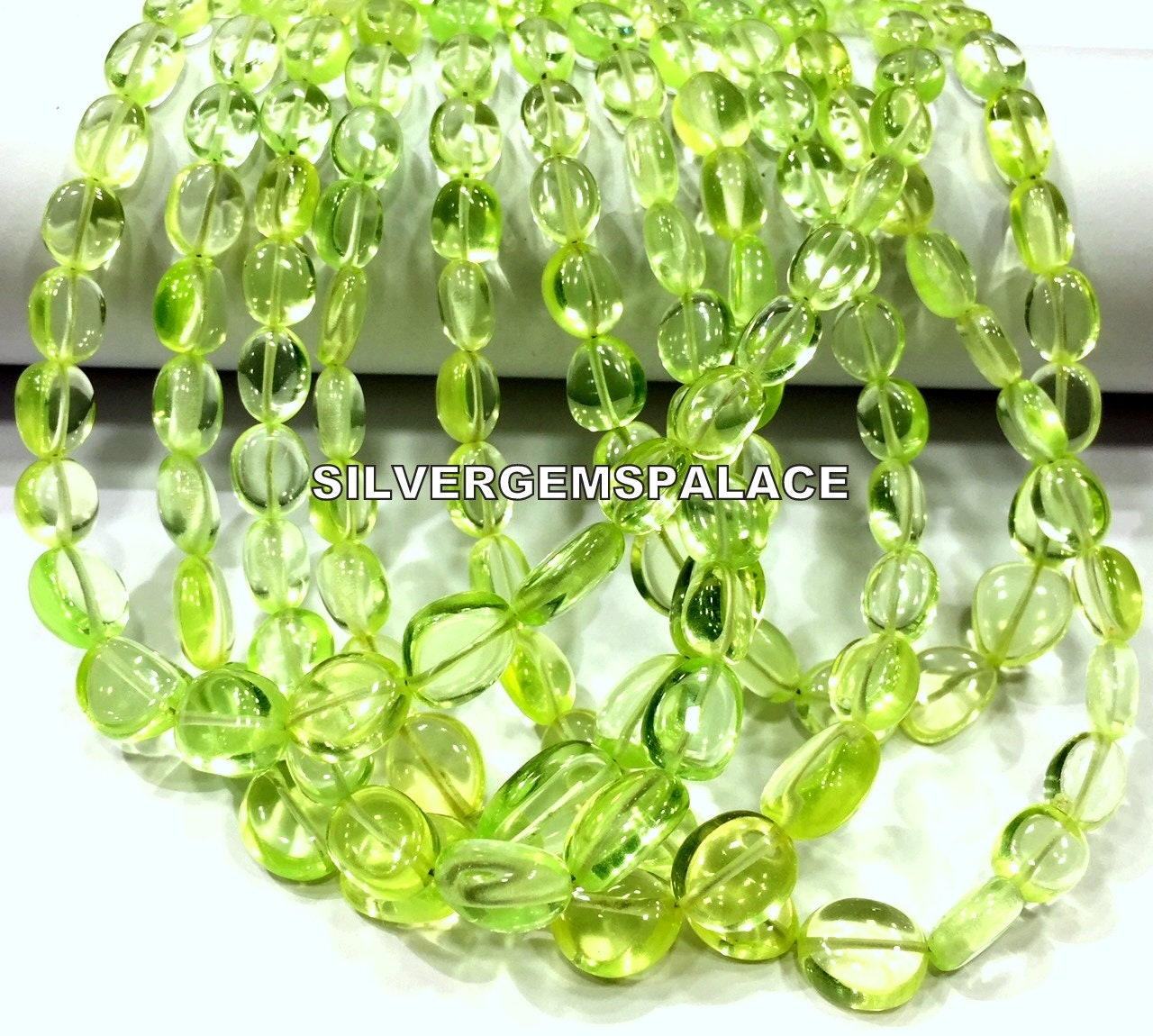 Green Spinel Oval Beads: Polished Gemstone Strand, 18 Inch Green Spinel Oval Beads: Polished Gemstone Strand, 18 Inch