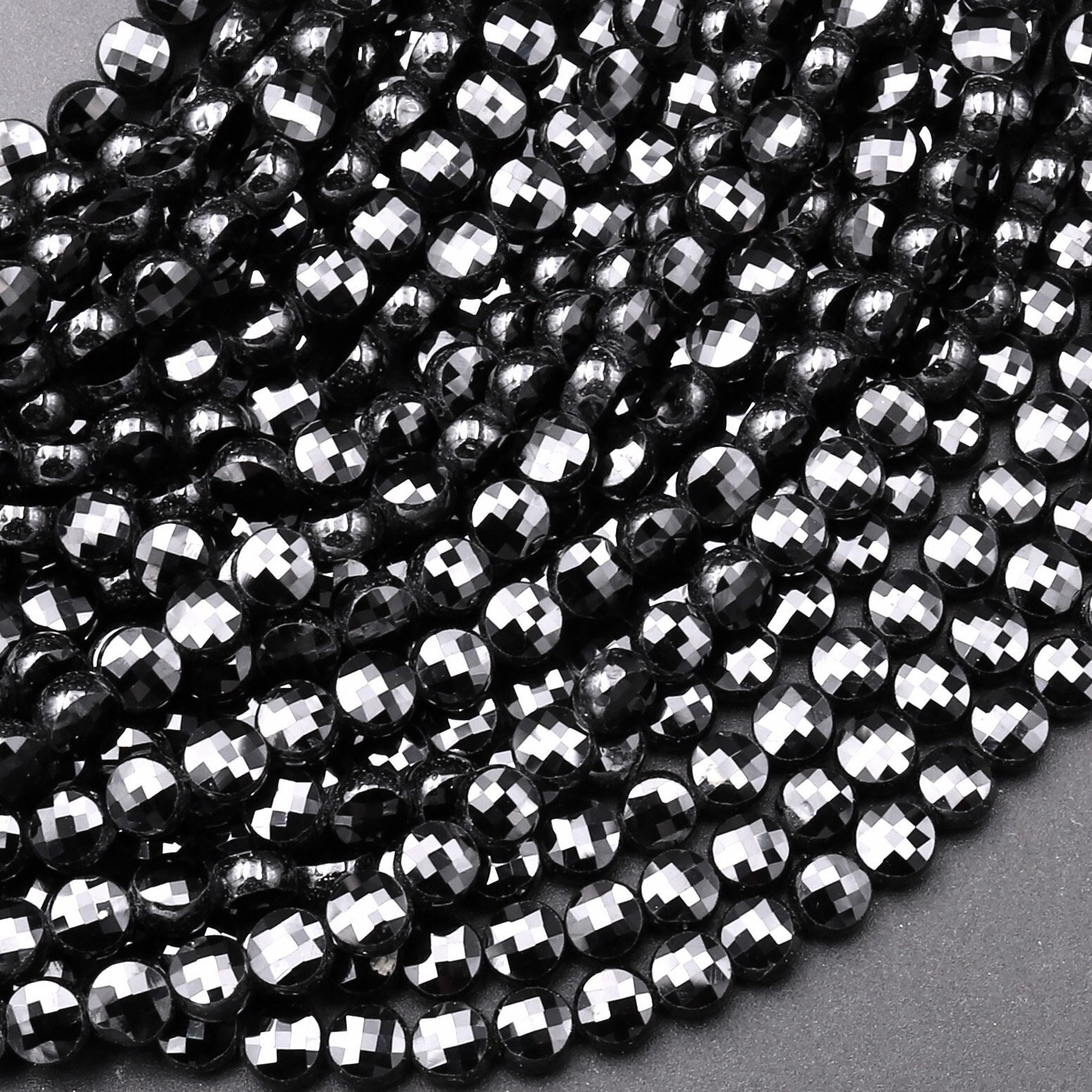 Natural Black Spinel Faceted 2mm 3mm 4mm Coin Beads Micro Faceted Laser Diamond Cut 15.5" Strand Natural Black Spinel Faceted 2mm 3mm 4mm Coin Beads Micro Faceted Laser Diamond Cut 15.5" Strand