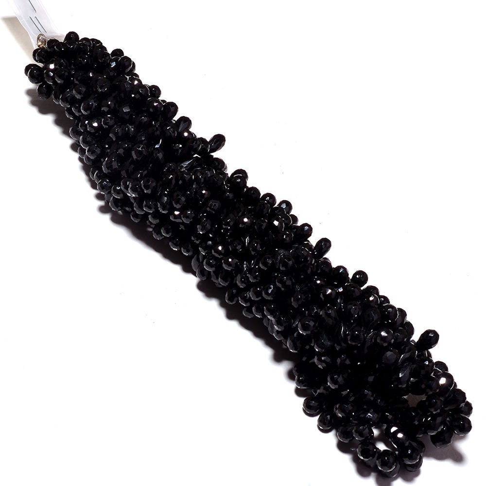 Natural Black Spinel Faceted Teardrop Beads 5-6.mm Black Spinel Faceted Gemstone Beads 18" Strand