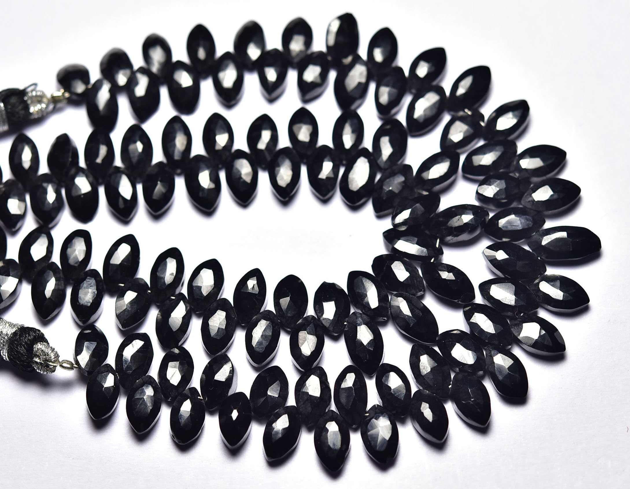 Natural Black Spinel Beads 5x8mm To 5x9mm Faceted Marquise Briolettes Natural Spinel Beads Gemstone Beads - 6.5 Inches Strand No4300